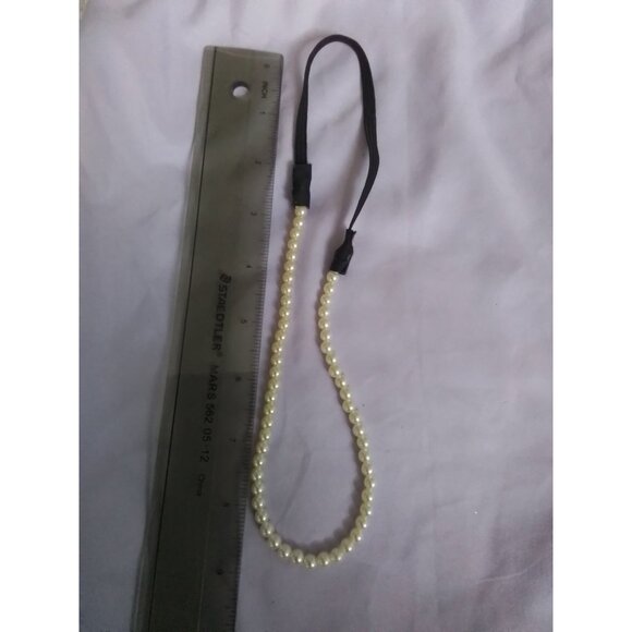 Elegant Pearl Beaded Headband With Elastic Strap Vintage - Picture 2 of 2